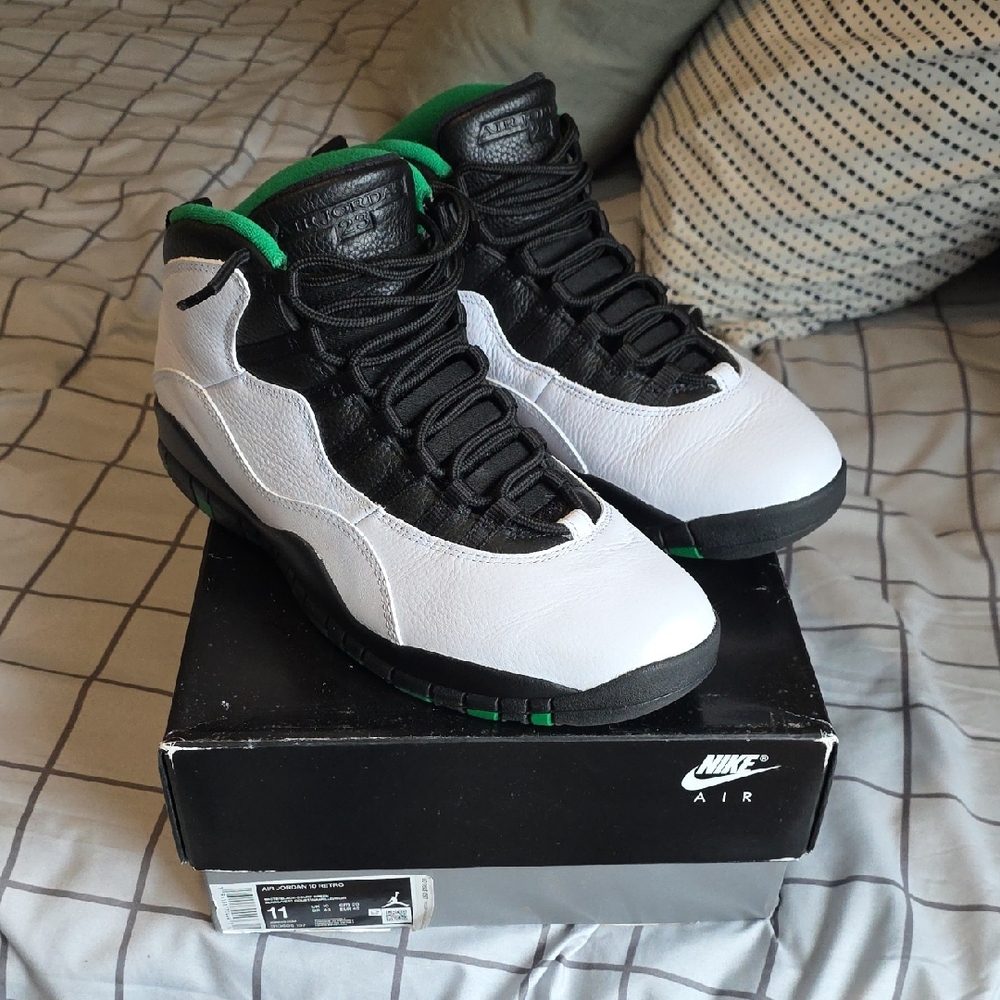Nike Air Black, White, and Green Sneakers